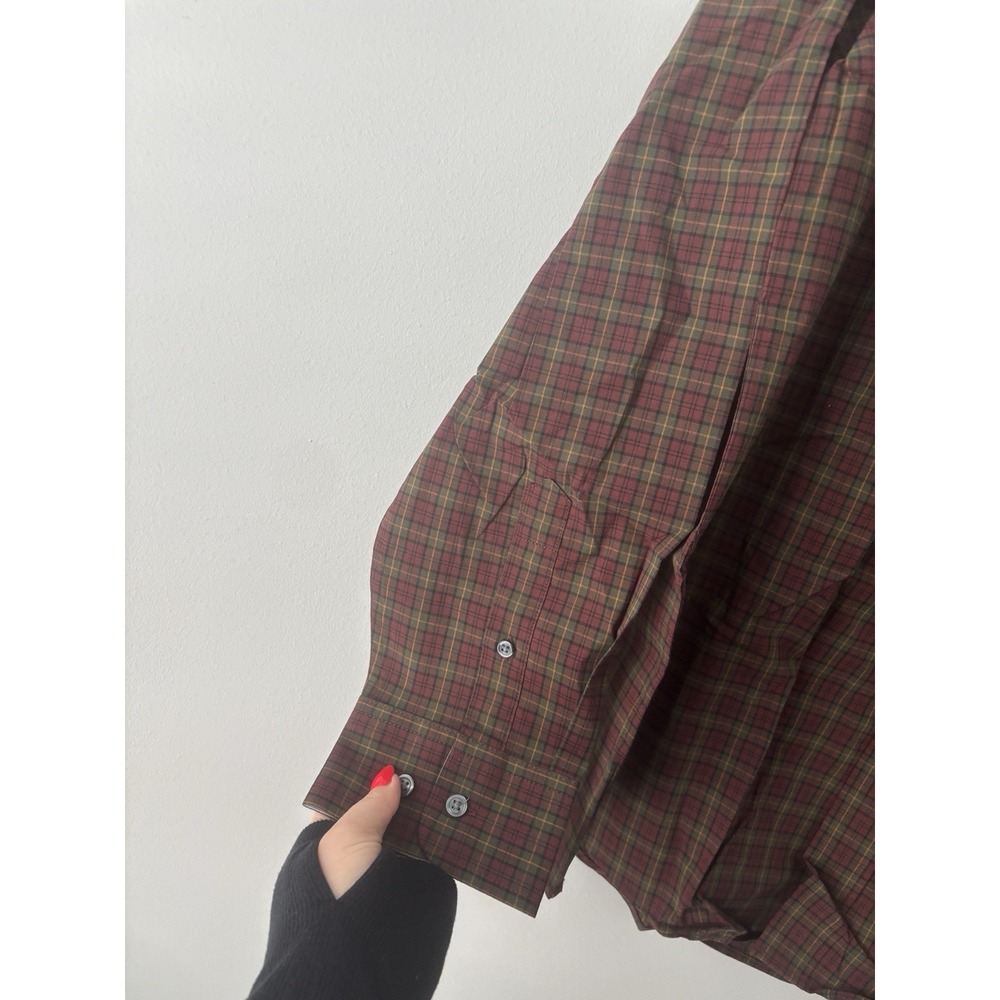 George NWT Classic Fit Button Down Dress Shirt Long Sleeve Stretch Poplin Plaid - Picture 4 of 9
